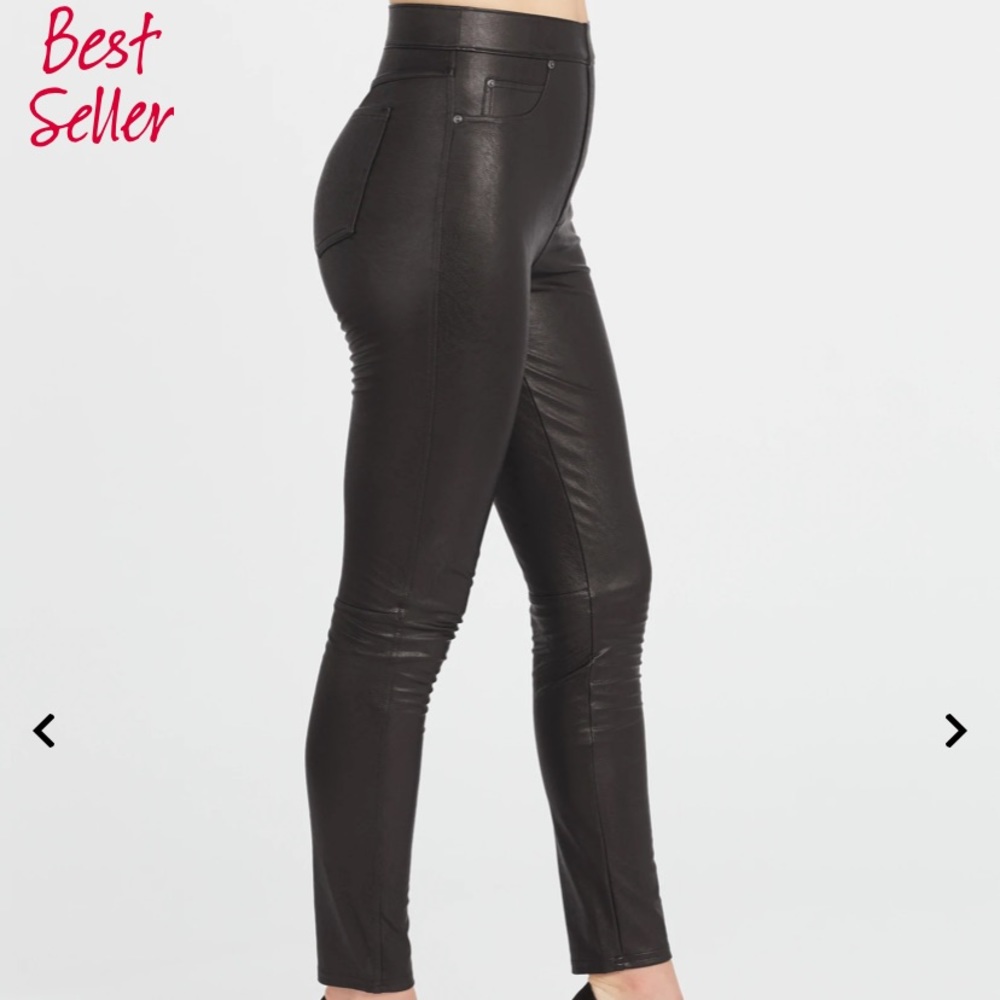 NWT Spanx leather like ankle skinny pant black - Picture 4 of 4